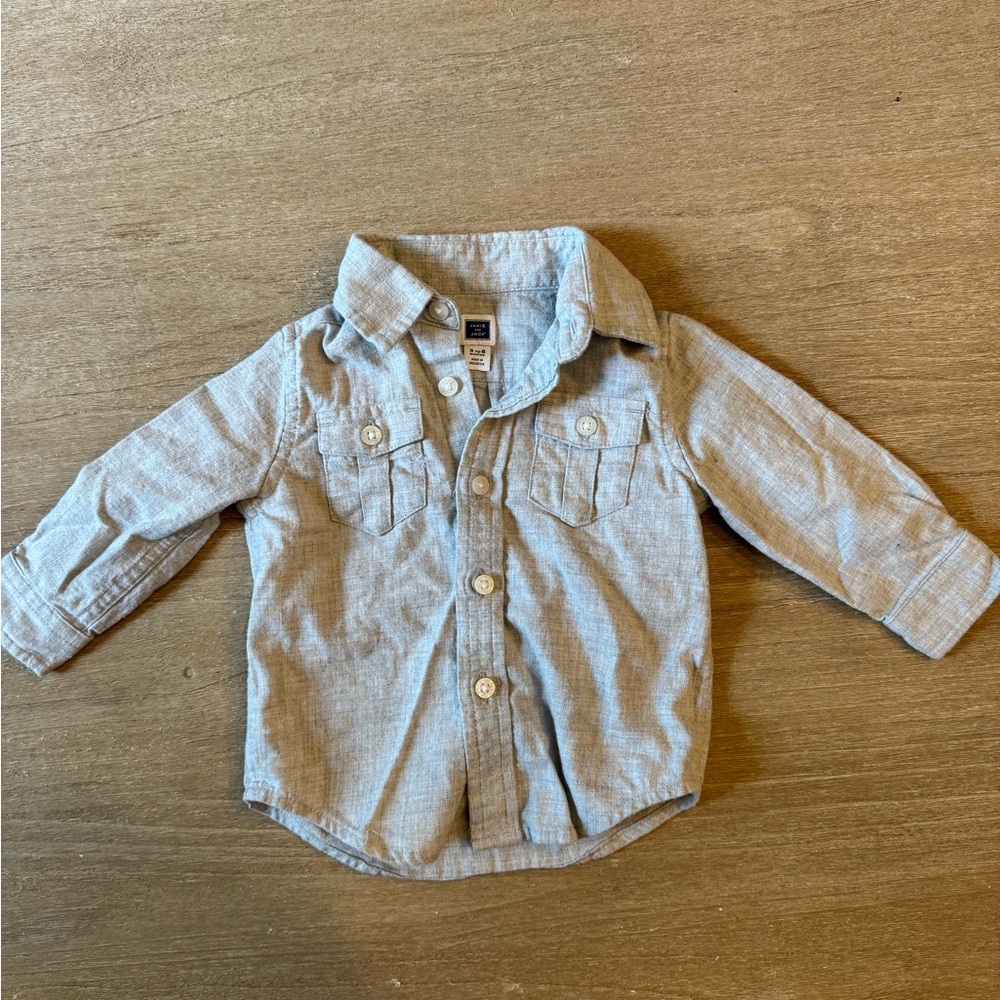 Janie and Jack Classic Gray Button-Down Shirt